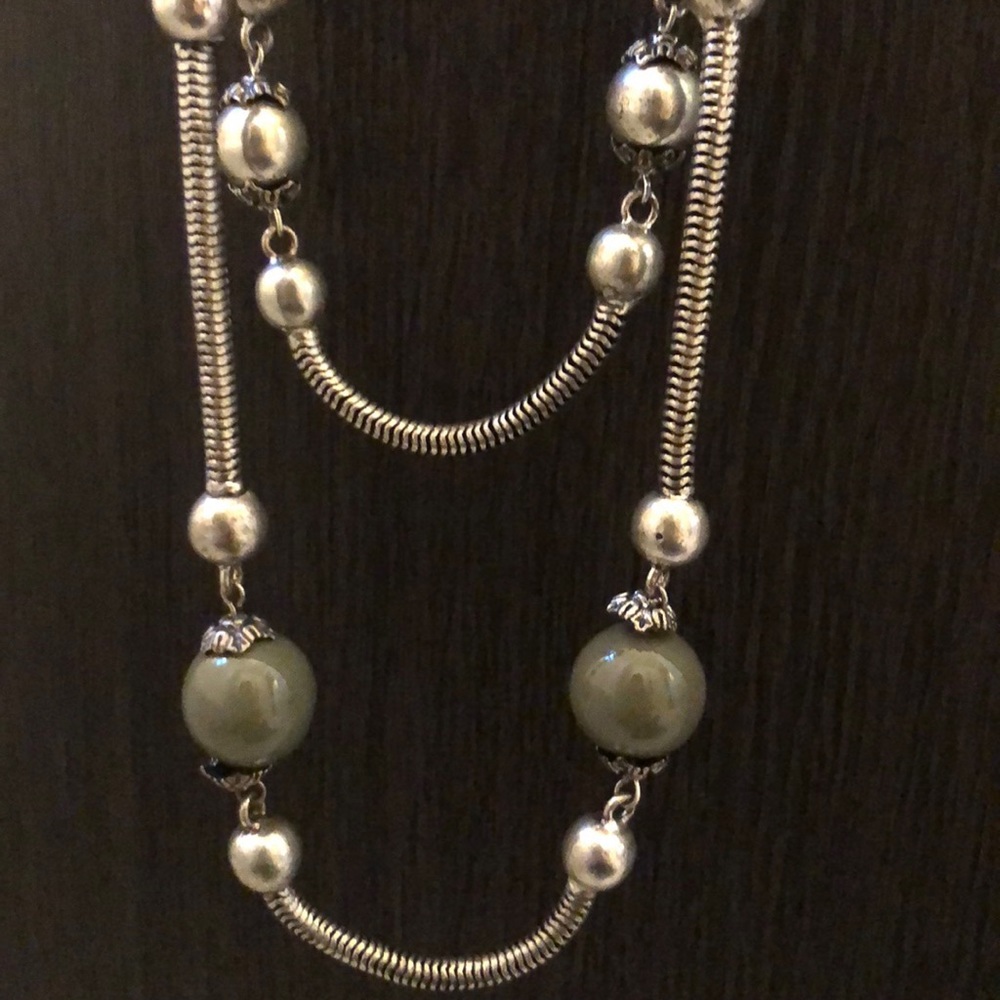 NWT - silver and jade two tier necklace